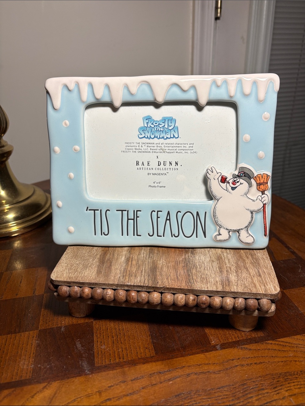 Rae Dunn Blue and White Frosty 'Tis The Season Photo Frame